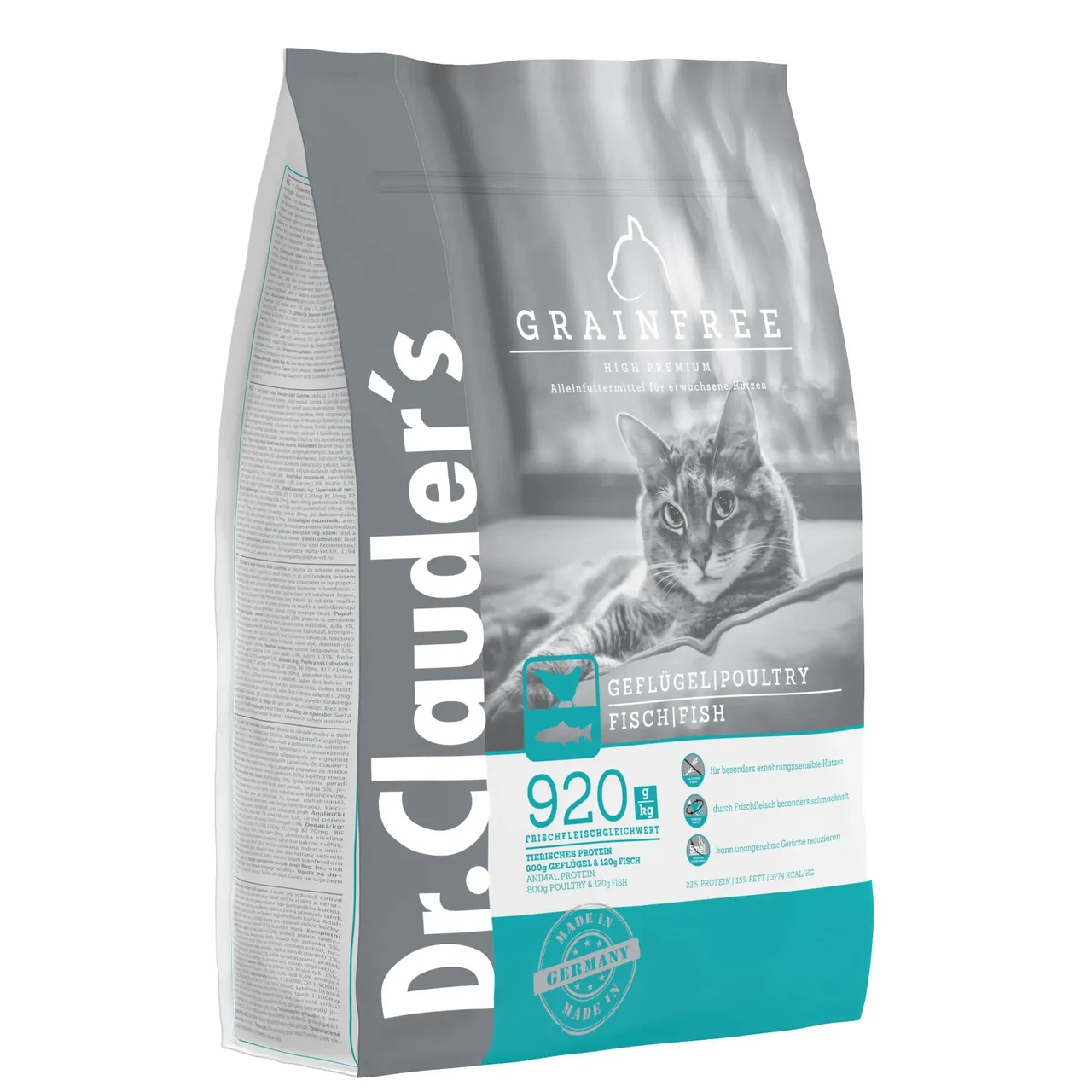 Сухий корм Dr.Clauder's High Premium Grainfree для дорослих котів із харчовою гіперчутливістю, 4 кг