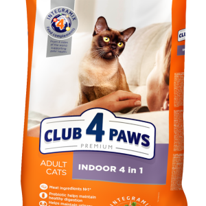 Сухий корм для дорослих кішок CLUB 4 PAWS (Клуб 4 Лапи) Преміум для кішок, що живуть в приміщенні 4в1 (курка), 14 кг