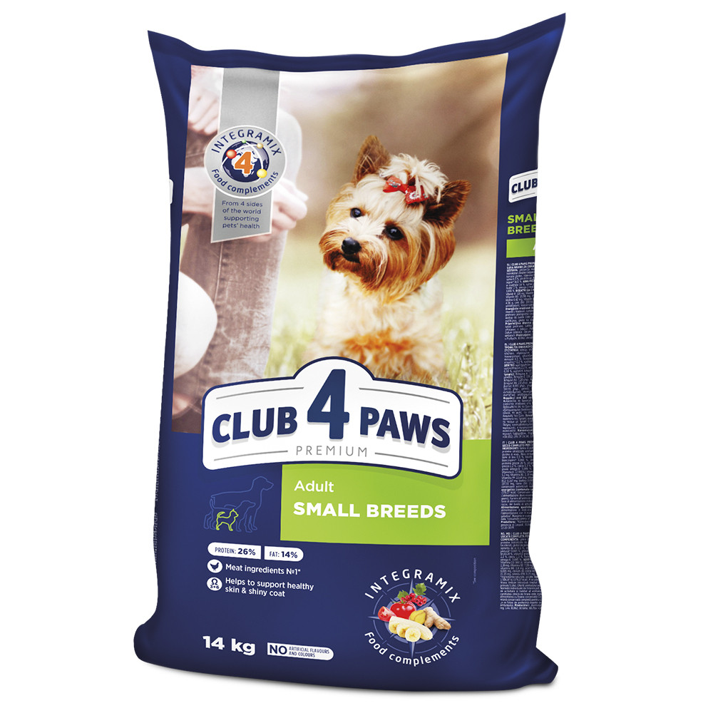 Повнораціонний сухий корм для дорослих собак CLUB 4 PAWS (Клуб 4 Лапи) Преміум для малих порід, 14 кг