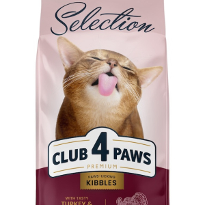 Повнораціонний сухий корм для дорослих котів CLUB 4 PAWS Selection (Клуб 4 Лапи Селекшн) з індичкою, 1.5 кг