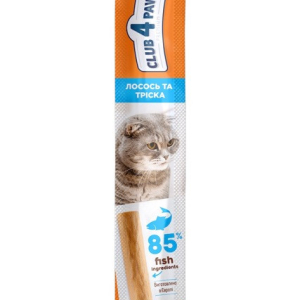 М'ясна паличка для котів CLUB 4 PAWS (Клуб 4 Лапи) з лососем та тріскою 1 шт (5 г)