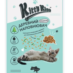 Деревний наповнювач Кіті Кіс Kitty Kiss Преміум для кішок, 10 кг