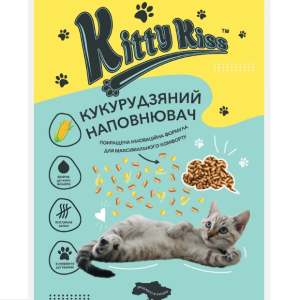 Універсальний наповнювач кукурудзяний Kitty Kiss для котячого туалету, 10 кг