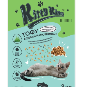 Наповнювач Кіті Кіс Kitty Kiss Тофу соєвий для котів з ароматом свіжоскошеної трави, 3 кг