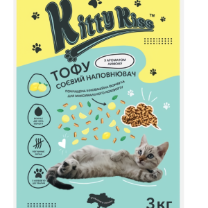 Наповнювач Кіті Кіс Kitty Kiss Тофу соєвий для котів з лимоном, 3 кг