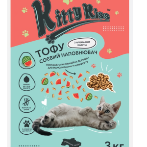 Наповнювач Кіті Кіс Kitty Kiss Тофу соєвий для котів з кавуном, 3 кг