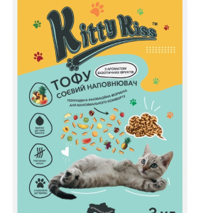 Наповнювач Кіті Кіс Kitty Kiss Тофу соєвий для котів з екзотичними фруктами, 3 кг