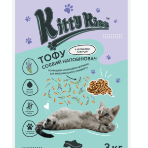 Наповнювач Кіті Кіс Kitty Kiss Тофу соєвий для котів з лавандою, 3 кг