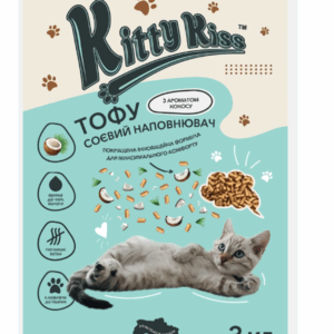 Наповнювач Кіті Кіс Kitty Kiss Тофу соєвий для котів з кокосом, 3 кг