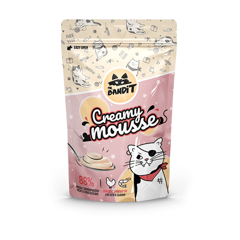 Ласощі для котів Містер Бандіт Mr.Bandit Вершковий Мус з куркою та креветками для котів, 60 г термін до 12.25