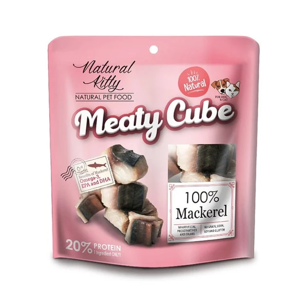 Ласощі для котів та собак Natural Kitty Meaty Cube у вигляді кубиків скумбрії 60 г