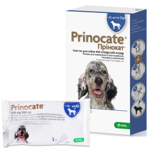 Краплі Прінокат (Prinocate) для собак від зовнішніх і внутрішніх паразитів 25 - 40 кг (1 піпетка 4 мл) KRKA