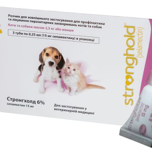 Краплі Стронгхолд 15 для цуценят і кошенят масою до 2.5 кг (ціна за 1 піпетку / 0.25 мл), Zoetis