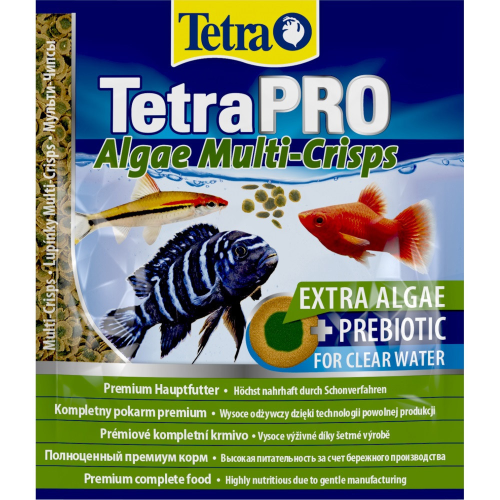 Сухий корм для акваріумних риб Тетра Tetra PRO Algae Multi-Crisps для травоїдних рибок (чіпси), 12 г