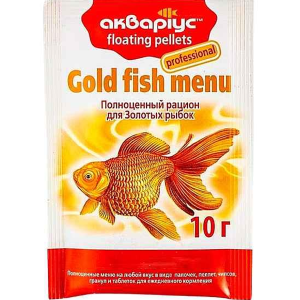Корм для золотих рибок Gold Fish Menu плаваючі пелети 10 г, Акваріус