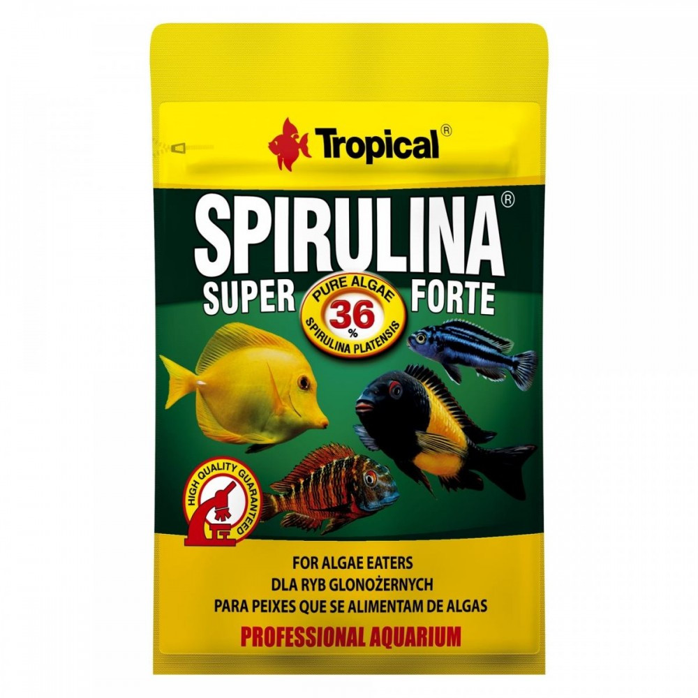 Сухий корм для акваріумних риб Tropical у пластівцях "Super Spirulina Forte" 12 г (для травоїдних риб)