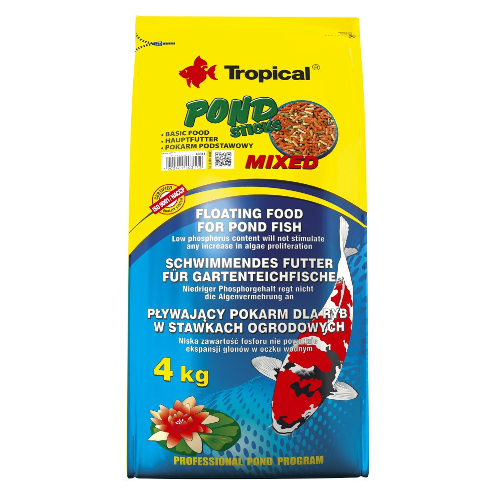 Сухий корм Тропікал Tropical Pond Sticks Mixed для ставкових риб (пластівці), 4 кг