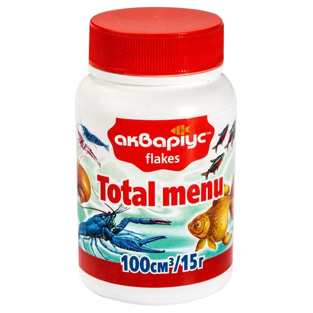 Корм для риб Total Menu (Тотал меню) пластівці банка 15 г, Акваріус