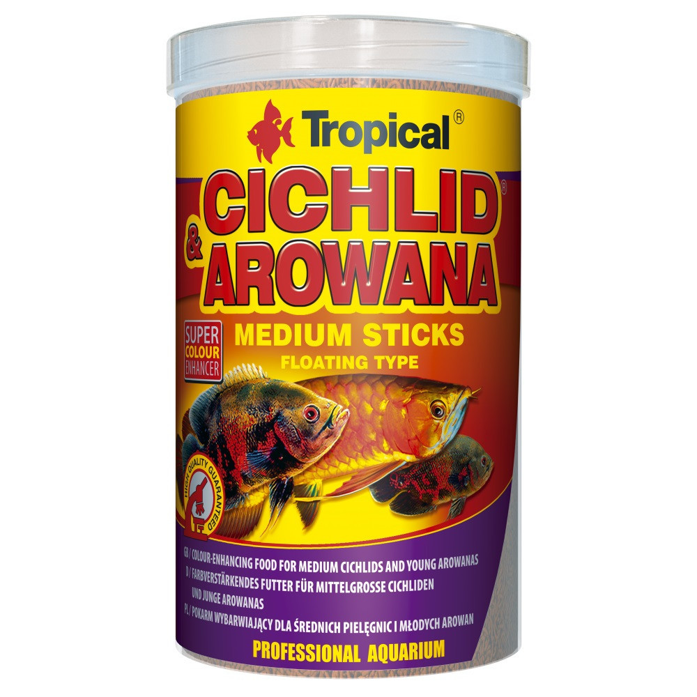 Сухий корм для акваріумних риб Тропікал Tropical Cichlid Red&Green Medium Sticks для всіх цихлід (палички), 360 г