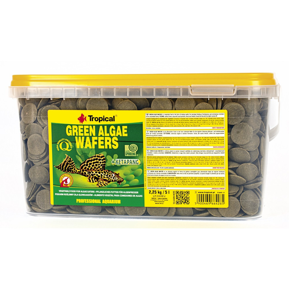 Сухий корм для акваріумних риб Тропікал Tropical Green Algae Wafers для травоїдних донних риб (пластівці), 5 л