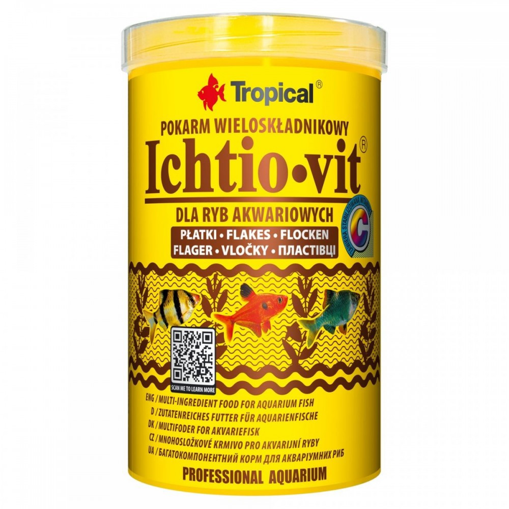 Сухий корм для акваріумних риб Тропікал Tropical Ichtio-Vit для рибок (пластівці), 200 г