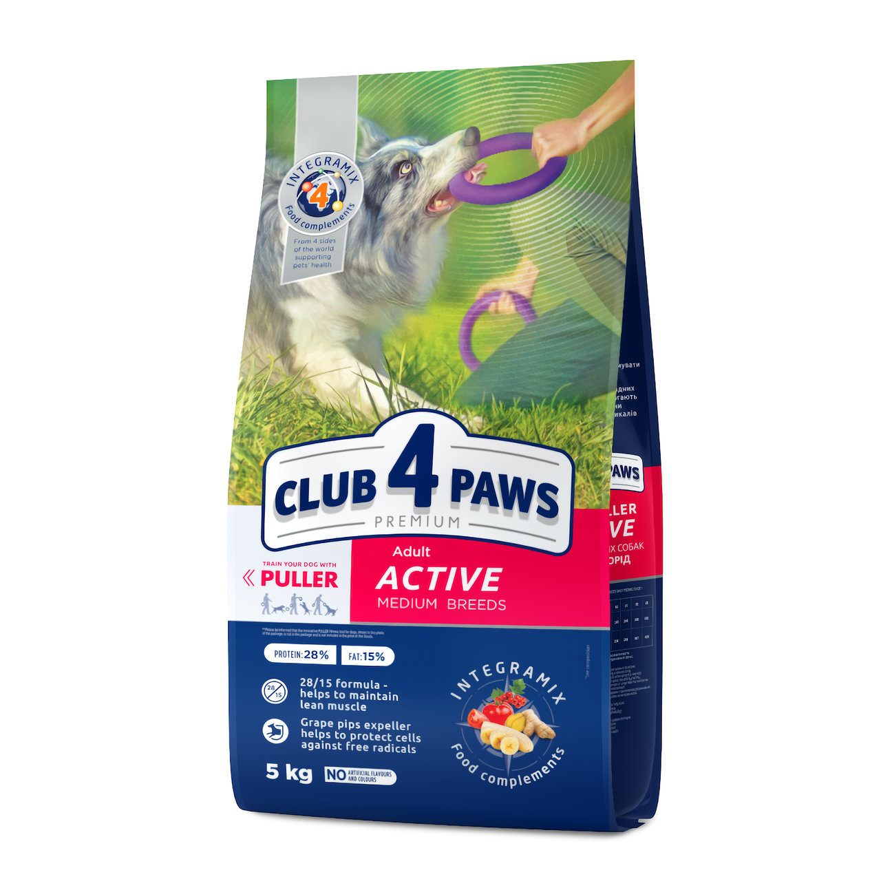 Повнораціонний сухий корм для дорослих активних собак CLUB 4 PAWS (Клуб 4 Лапи) Преміум для середніх порід, 5 кг
