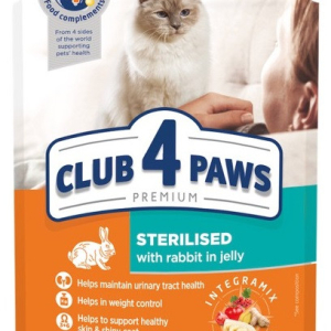 Вологий корм для дорослих стерилизованих котів (Клуб 4 Лапи) CLUB 4 PAWS PREMIUM з кроликом, 80 г