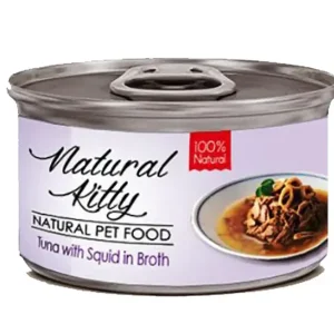 Вологий корм Natural Kitty Broth Series додатковий корм для котів тунець з кальмарами в бульйоні, 80 г