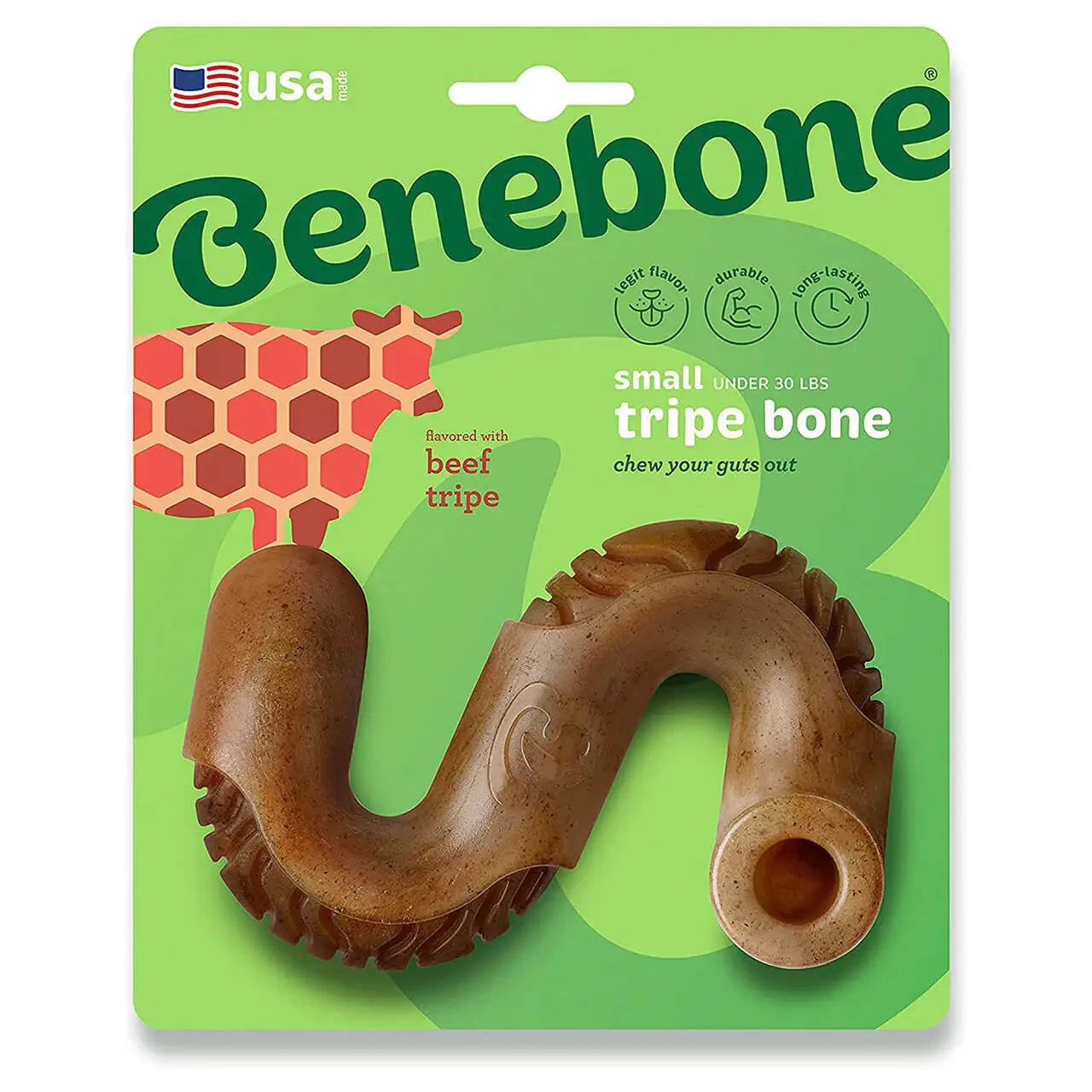 Жувальна іграшка для собак Бенебон Benebone Tripe Bone Beef зі смаком яловичого рубця для собак до 13 кг (розмір S)