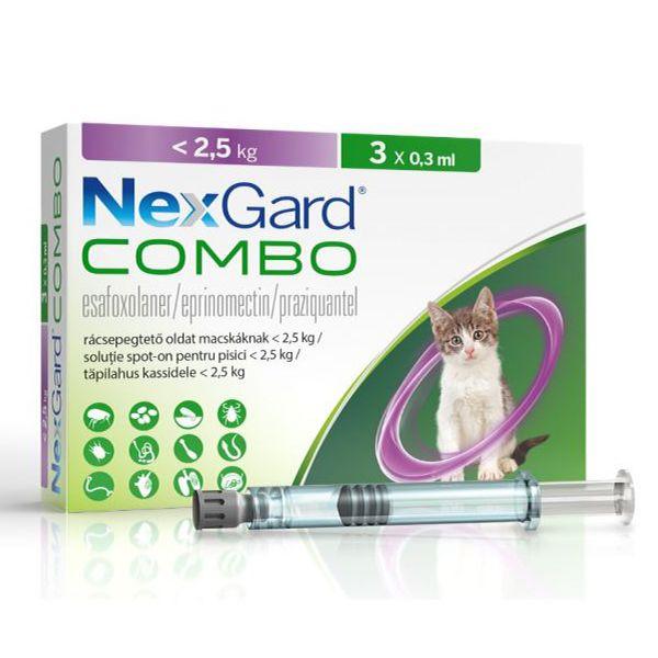 NexGard Combo (НексГард Комбо) Краплі від бліх, кліщів та гельмінтів для котів до 2.5 кг (№1 піпетка 0.3 мл)