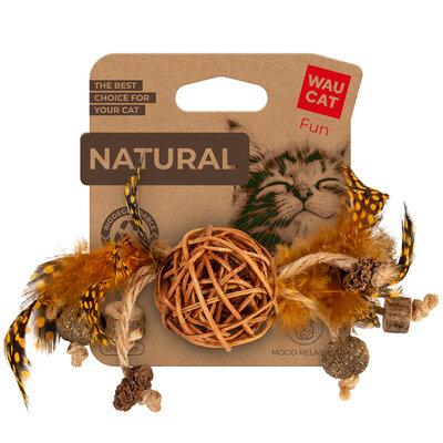 Іграшка для котів WAUCAT Fun Natural Плетений м'ячик з дзвіночком джутова мотузка 20 см