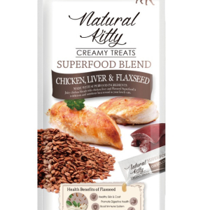 Крем-снек для котів Natural Kitty Creamy зі смаком курки печінки та насіння льону 4х12г