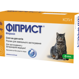 Фіприст Спот-он Краплі від бліх, кліщів і волосоїдів для котів упаковка №3 піпетки по 0.5 мл KRKA