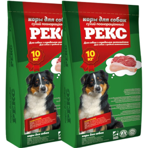 Корм для собак Рекс для собак середньої активності 1 + 1 (20 кг)