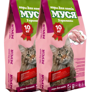 Корм для котів Муся зі смаком кролика 1 + 1 (20 кг)