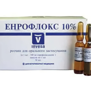 Енрофлокс 10% 1мл №50 (Енрофлоксацин) (ціна за 50 ампул)