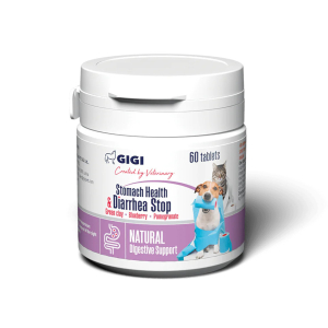 Добавка GIGI Stomach Health & Diarrhea Stop для заспокоєння травної системи та лікування діареї у собак та котів, 60 таблеток