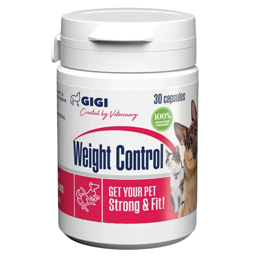 Добавка GiGi Weight control для підтримання оптимальної ваги та підвищення інергії у собак та котів N30 капс