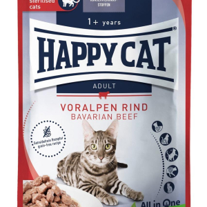 Вологий корм Happy Cat Culinary Voralpen Rind з яловичиною для котів (шматочки в соусі) пауч, 85 г