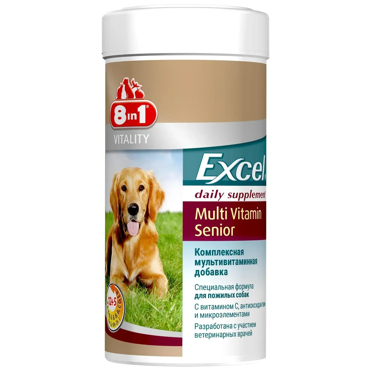 Мультивітамінний комплекс 8in1 Excel Multi Vit-Senior для літніх собак таблетки 70 шт