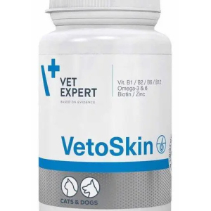 Харчова добавка VetExpert VetoSkin (ВетоСкін) для здоров’я шкіри та шерсті у котів і собак 60 капсул термін 05.26
