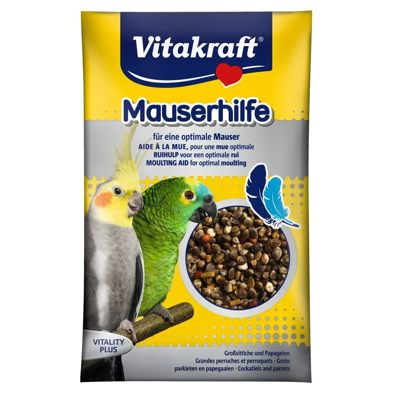 Вітаміни Vitakraft "Mauserhilfe" для середніх і великих папуг (під час линьки), насіння 25 г