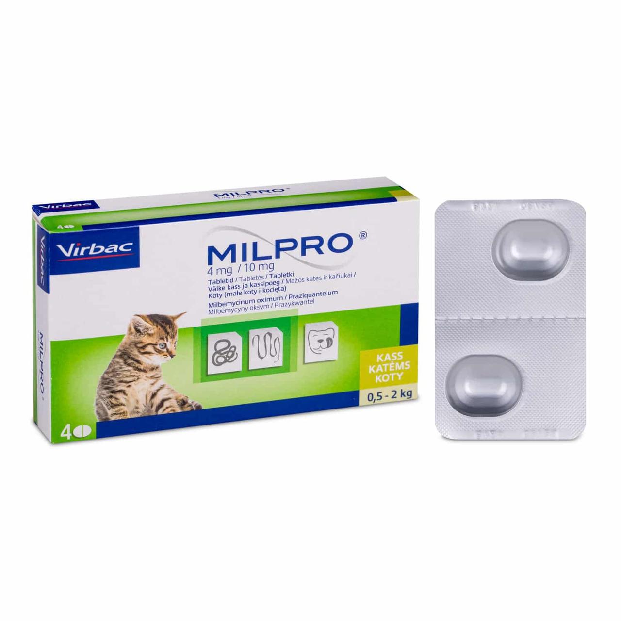 Мілпро Milpro 4 мг/10 мг для кошенят до 2 кг, (№4 таблетки)