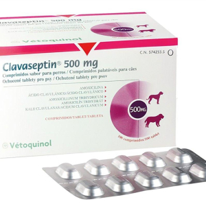 Клавасептин (Clavaseptin) 500 мг 10 табл. - 1табл./40кг (для лікування захворювань шкіри кішок і собак) Vetoquino
