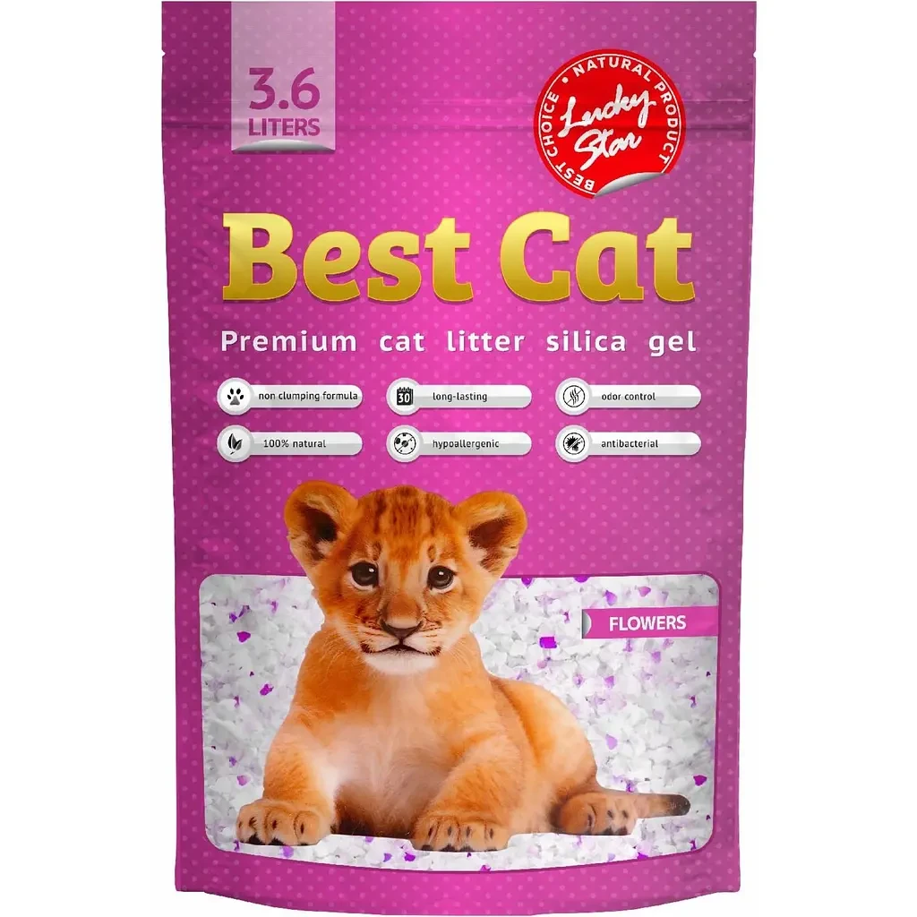 Силікогелевий наповнювач Бест Кет Best Cat Pink Flowers для котячого туалету, 3.6 л (1.8 кг)