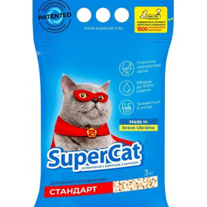 Дерев'яний наповнювач SuperCat стандарт для котячого туалету 3 кг (3550)
