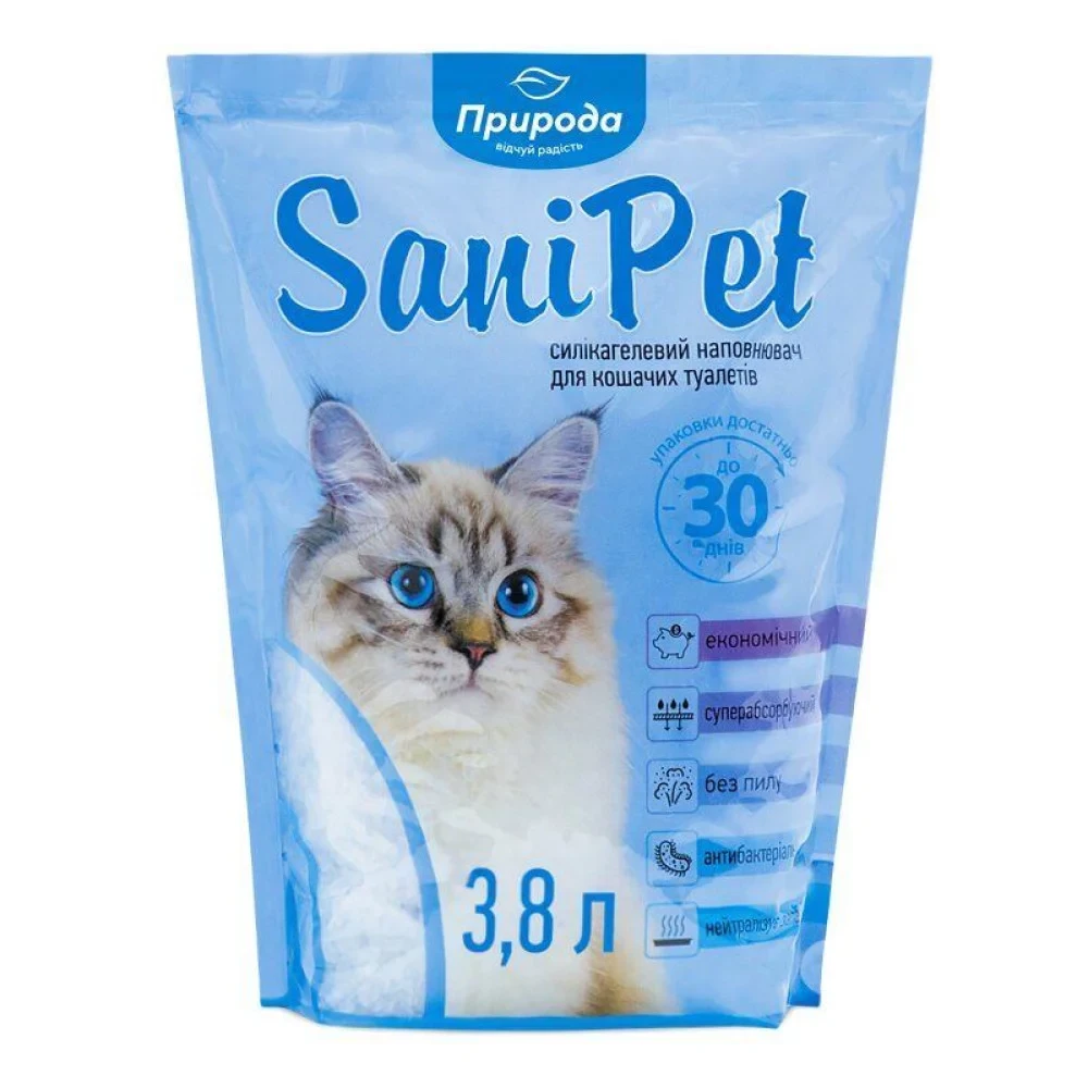 Силікагелевий наповнювач "Природа" "SaniPet" 3,8L