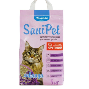 Бентонітовий наповнювач "Природа" "Sani Pet" Великий з лавандою 5 кг
