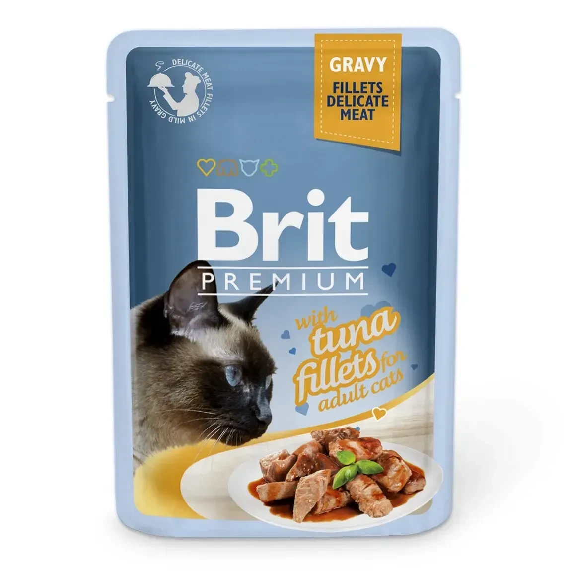 Вологий корм для котів Бріт Brit Premium Cat pouch 85 г філе тунця в соусі