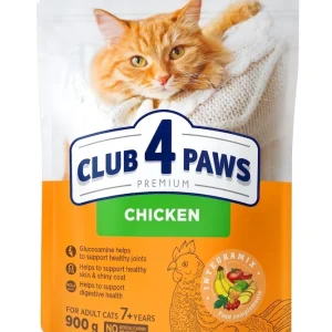 Повнораціонний сухий корм CLUB 4 PAWS (Клуб 4 Лапи) Преміум з куркою для кішок від 7 років, 900 г